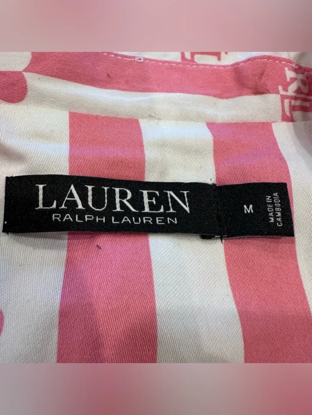 NWT Ralph Lauren Pink & White Striped 2 Piece Cotton Blend Pajama Set Size Med - Picture 4 of 12